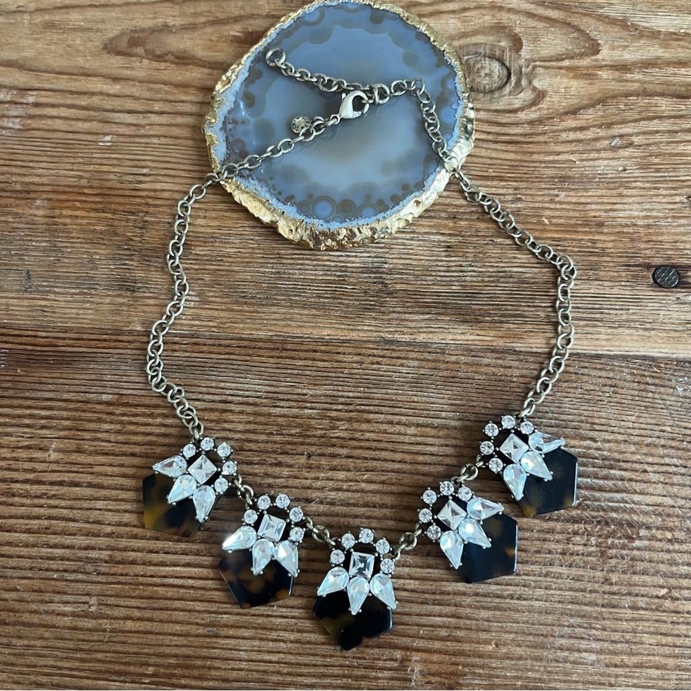 J. Crew Tortoiseshell & Crystal Statement Necklace - Sought After!